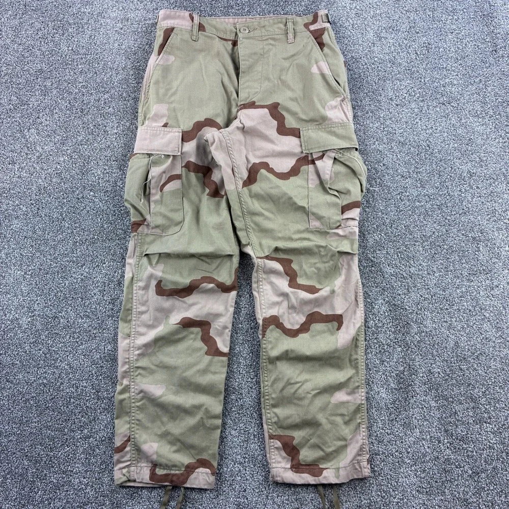 Vintage Military Pants Mens Small Short Desert Storm Tri Camo BDU Combat Canvas